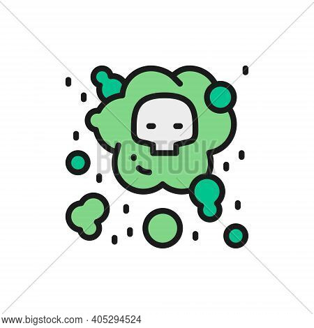 Vector Air Pollution, Industrial Smog Flat Color Line Icon.
