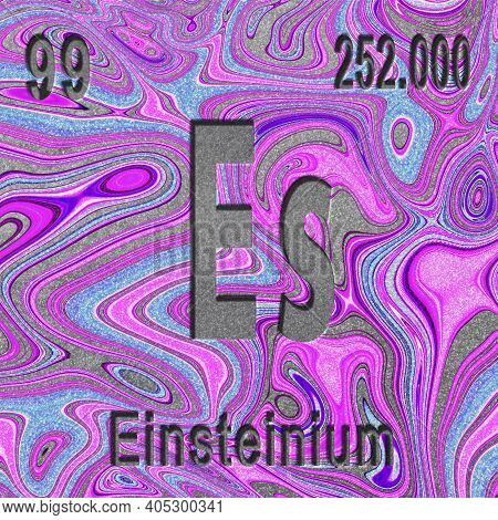 Einsteinium Chemical Element, Sign With Atomic Number And Atomic Weight, Purple Background, Periodic