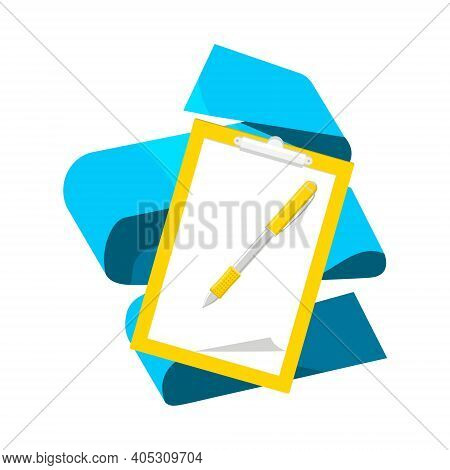 Vector Cartoon Isolated Illustration Metaphor, Tablet To Record And Gold Handle. White Background Wi