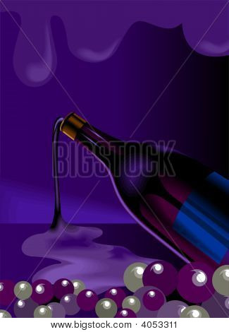 瓶与酒的高脚酒杯