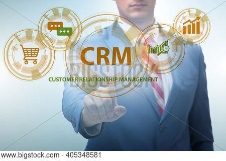 CRM custromer relationship management concept with businessman
