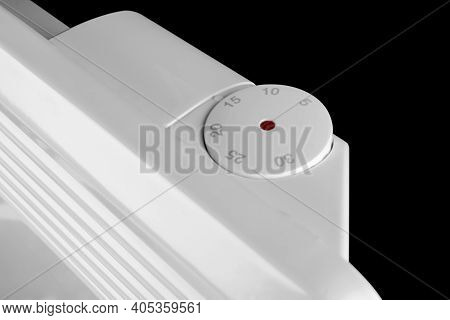 Electric Heater Battery Isolated On Black Background. Radiator. Home Electric Heater Convector Isola