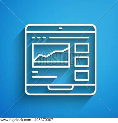 White Line Trading Courses Icon Isolated On Blue Background. Distance Learning Finance Management, B