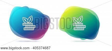 Set Line Dollar Plant Icon Isolated On White Background. Business Investment Growth Concept. Money S