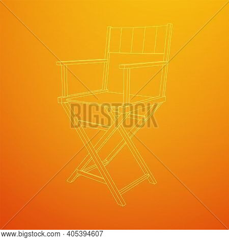 Director Movie Workplace Chair. Wireframe Low Poly Mesh Vector Illustration
