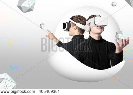 Man in VR glasses augmented reality futuristic technology