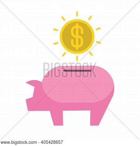 Piggy Bank. Saving Money Conseption. Flat Vector Isolation.