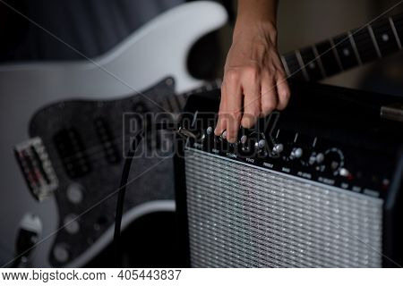 Guitar Amp Closeup For Rock Music Studio Production And Recording Session