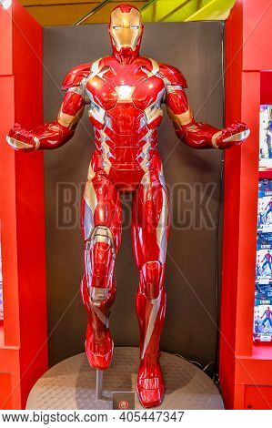 Tokyo, Japan - April 20, 2017: Portrait Of Iron Man Model From Age Of Heroes Movie Of Marvel At Mori