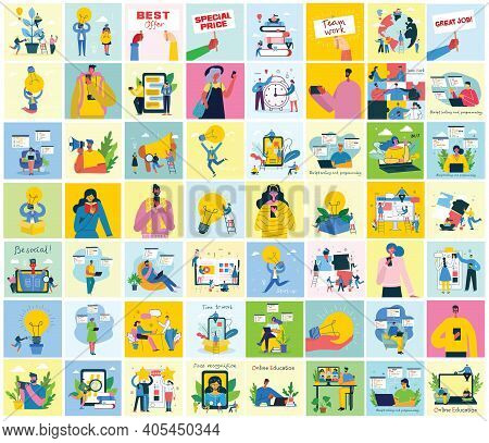 Vector Illustration Of Concept Of Team Work, Business And Start Up Design Backgrounds. Tock Vector I