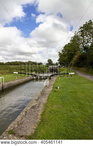 Devizes, Wiltshire, Uk, August 25 2020. Caen Hill Locks On The Kennet And Avon Canal. Devizes, Engla