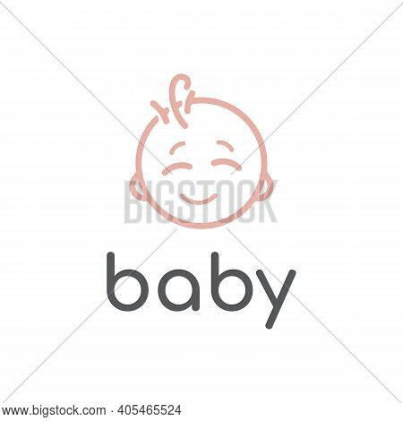 Happy Baby Toddler Babies Outline Vector Logo Design