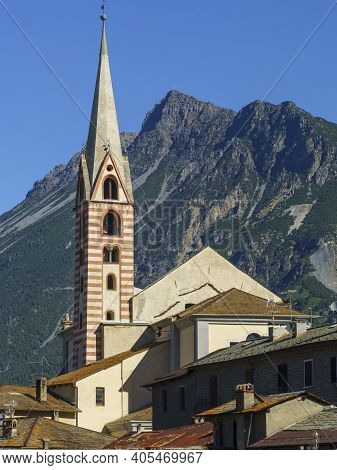 Bormio, Sondrio Province, Lombardy, Italy: Exterior Of Old Typical Buildings