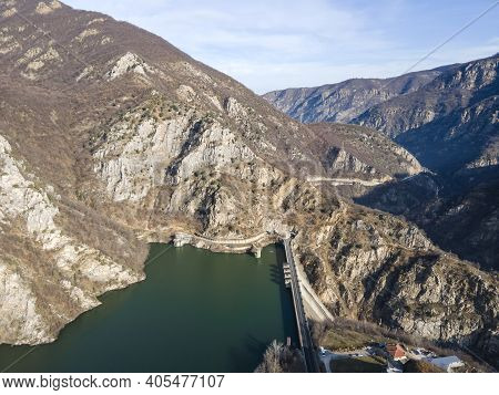 Aerial View Of Dam Of Krichim Reservoir, Rhodopes Mountain, Plovdiv Region, Bulgaria