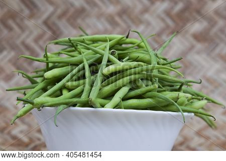 Rat Tail Radish Pods, A Green Winter Seasonal Vegetable Grown Only In Winters Harvested And Put In A