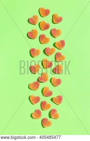 Jelly Heart Shaped Candies, Sweets, Creative Background