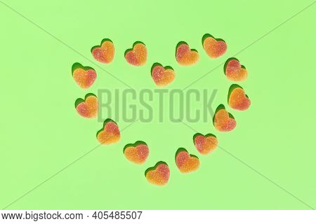 Jelly Heart Shaped Candies, Sweets, Creative Background