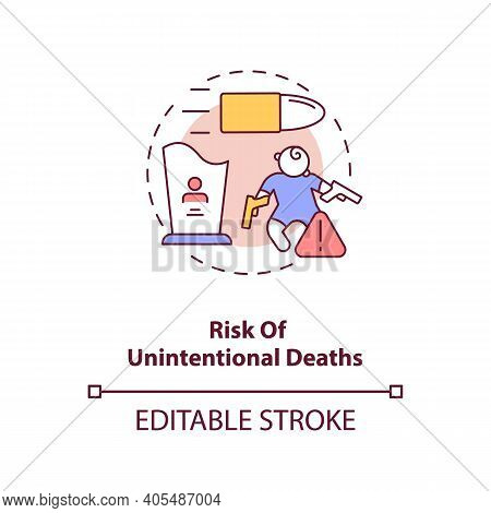 Risk Of Unintentional Deaths Concept Icon. Firearm Regulation. Safety For Handgun Ownership. Gun Con