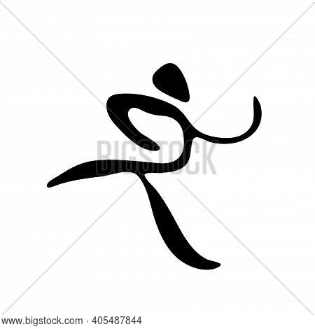 Runner Man Icon. Running Fast Black Silhouette. Sign, Symbol. Art Pictogram Isolated On White Backgr