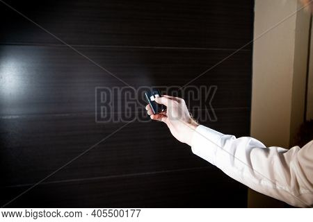 An Automatic Opening, Closing Of A Garage Door With A Remote Control.