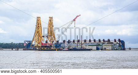 Brunswick, Georgia - November 1, 2020: The Mv Golden Ray Is A 200-meter-long Car Carrier That Capsiz