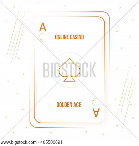 Golden Ace Cassino Concept Art. Gambling, Playing Poker Championship. Simple Vector Illustration