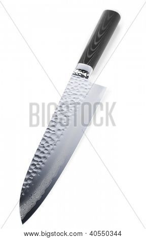 Nůž japonský gyuto damascus Steel, izolovaných na bílém
