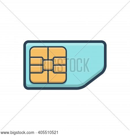 Color Illustration Icon For Sim Card Simcard  Microchip