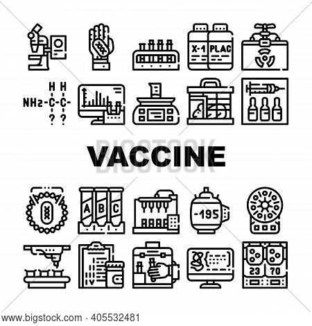 Vaccine Production Collection Icons Set Vector Flat