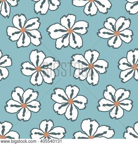 Floral Seamless Pattern. Cute Floral Background. Pattern For Baby, Kids And Child Background With Fl