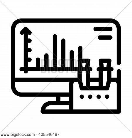 Computer Analysis Of Vaccine Line Icon Vector Illustration
