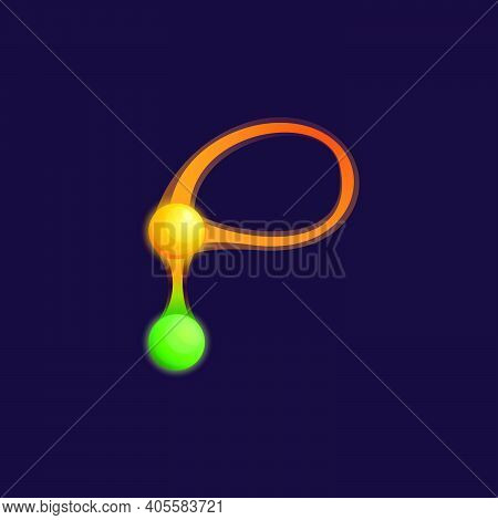 P Letter Logo With Colorful Spheres Or Dots And Connecting Lines. Vector Technology Icon Perfect To 