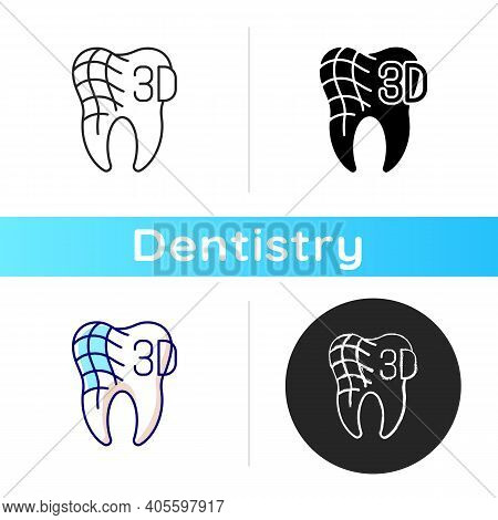 Digital Dentistry Icon. Dental Health Idea. Tooth Restoration Procedure. Stomatology Tooth Procedure