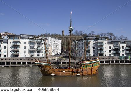 Bristol, Uk - April 8, 2019. The Matthew Wooden Ship Is A Replica Of A Caravel Sailed By John Cabot 