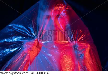 Man Protest. Defocused Portrait. Gender Discrimination. Freedom Rights. Rebelious Isolated Shirtless