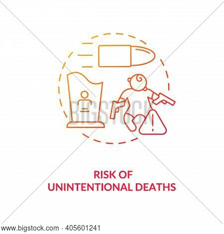 Risk Of Unintentional Deaths Red Gradient Concept Icon. Firearm Regulation. Safety For Handgun Owner