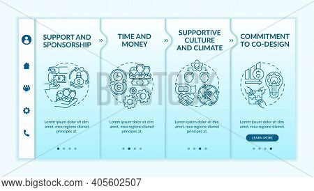 Conditions For Collaborative Design Onboarding Vector Template. Supportive Culture, Climate. Commitm