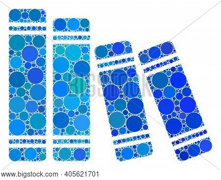 Books Raster Mosaic Of Round Dots In Different Sizes And Color Tones. Round Dots Are Combined Into B