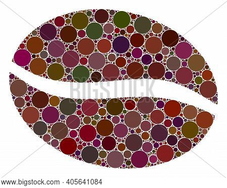 Coffee Bean Vector Composition Of Round Dots In Different Sizes And Color Tints. Round Dots Are Grou
