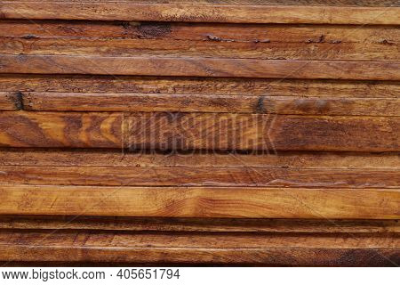 Pine Wood Texture From Planks Painted Brown.