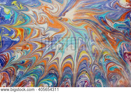 Beautiful Abstract Painting Is A Painting Technique Ebru .turkish Ebru Style On The Water With Acryl