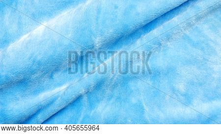 Close Up Of Blue Soft Fabric For A Background.