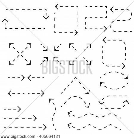 Dotted Arrow Lines. Line Drawing. Low Polygon. Future Technology. Low Poly Wireframe. Arrow Vector C