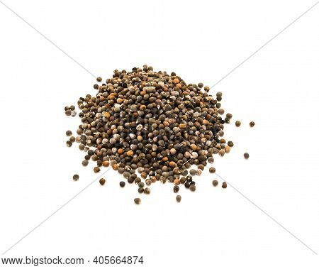 Top View Big Pile Of Okra Or Lady Fingers, Abelmoschus Esculentus Seeds Isolated On White Background