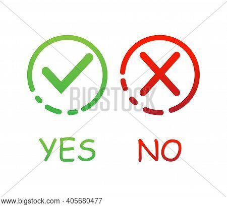 Green And Red Round With Yes And No Vector Sign On A White Background. Vector Stock Illustration.