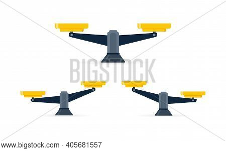 Sales Balance Set In Flat Style Isolated On A White Background. Vector Stock Illustration.