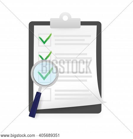 Check List In Flat Style. Vector Stock Illustration. Check Mark Icon. Flat Design Illustration. Chec