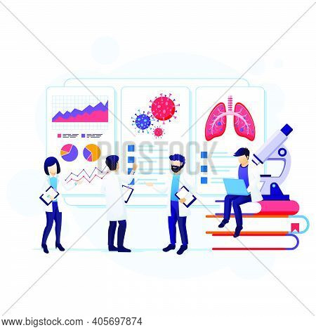 Research Laboratory Concept For Covid-19 Corona Virus , Scientists Working On Screen Illustration