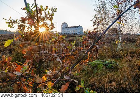 Old Abandoned Concrete Radio Building In Dutch Nature Landscape