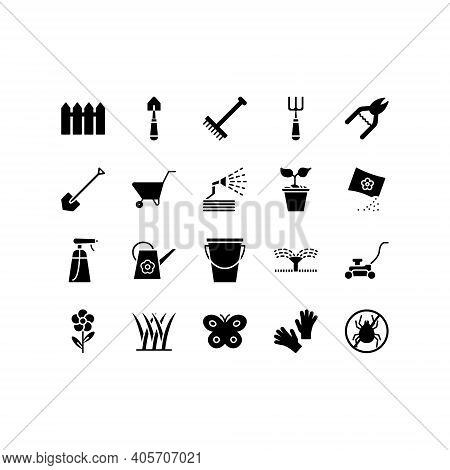 Set Of Gardening And Seeding Activities Line Icons. Contains Such Icons As Auto Watering, Seeding, G